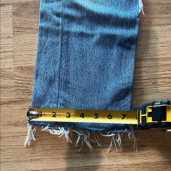 Re/Done Levi’s - stove pipe. Button fly. Distressed Blue Denim Jeans - Picture 5 of 9